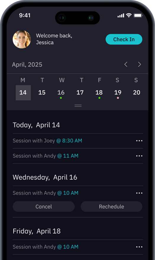 Mobile app booking interface